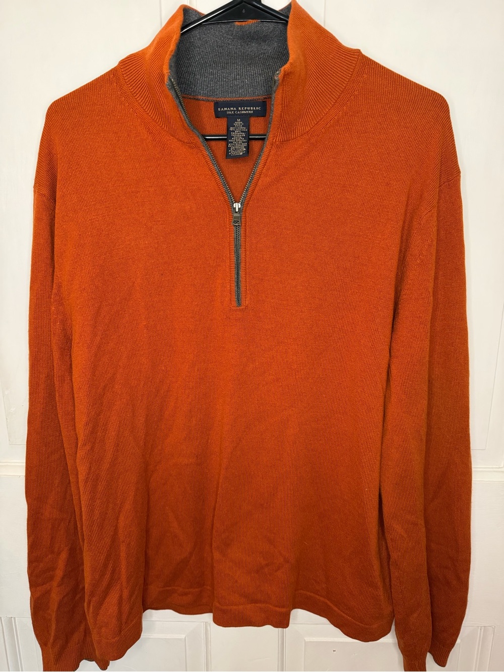 Banana Republic Men’s 1/4 Zip Mock Neck Silk Cashmere Orange Knit Sweater M